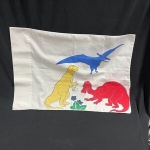 Dinosaur Standard Pillowcase Vtg Red Blue Yellow